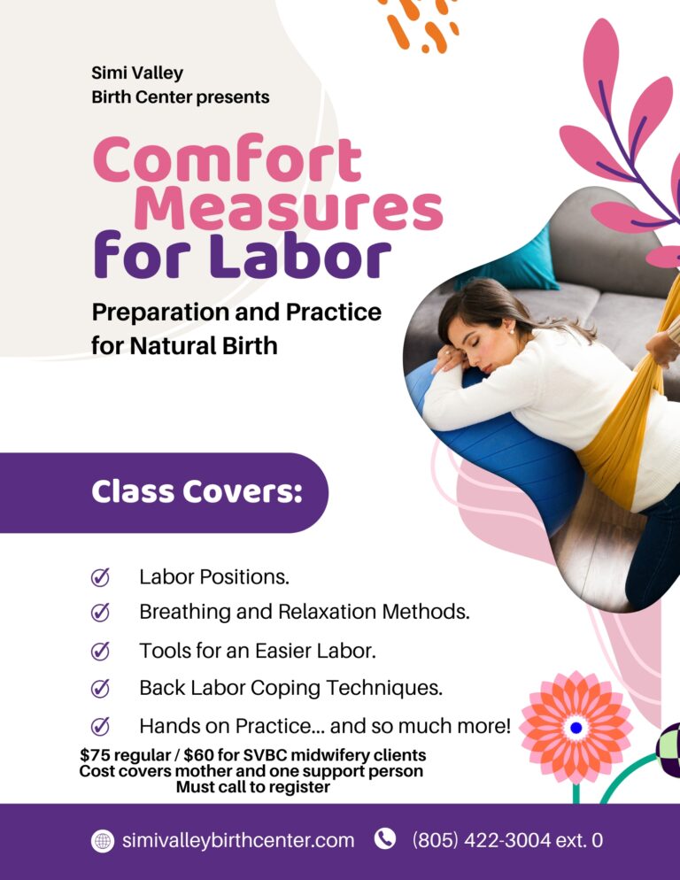 Comfort Measures for Labor class flyer